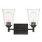 Designers Fountain Westin 15in 2-Light Matte Black Modern Industrial Indoor Vanity Light with Clear Glass Shades 95702-MB - alternate 1